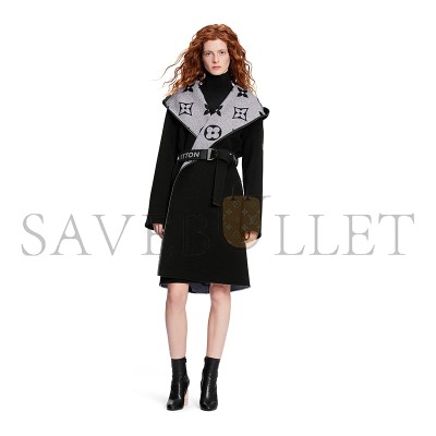 LOUIS VUITTON BELTED DOUBLE FACE HOODED WRAP COAT 1A945S LOUIS VUITTON BELTED DOUBLE FACE HOODED WRAP COAT 1A945S